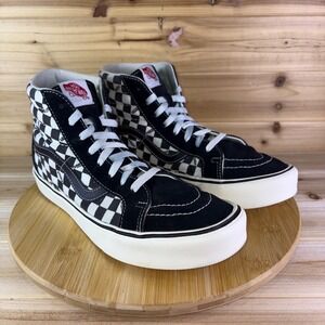 Vans Sk8-Hi Sneakers Mens 10.5 Black and White Checkerboard High Top Lace Up